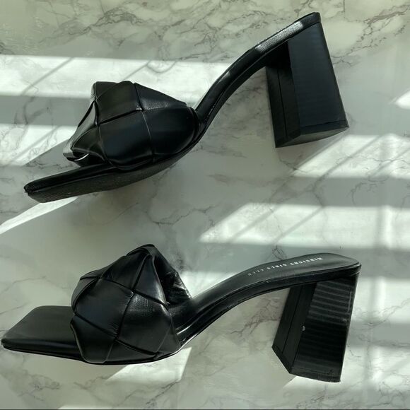 Princess Polly by Midnight Girls Club THE BISOU WOVEN SQUARE TOE HEELS BLACK - Picture 6 of 11